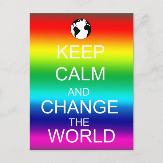 Calm保 Change the World Rainbow Postage ポストカード (正面)