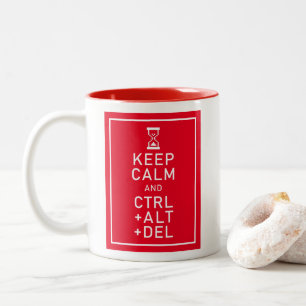 Calm保 & CTRL + ALT + DELプログラマーおもしろいギフト ツートーンマグカップ
