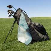 Calm自然水彩山のシーンモノグラムの ゴルフタオル (グリーン)