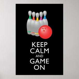 CALM 保 AND GAME ON -ボーリング ポスター