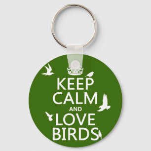 Calm 保 and Love Birds (任意の背景色) キーホルダー