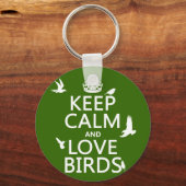 Calm 保 and Love Birds （任意の背景色） キーホルダー (正面)