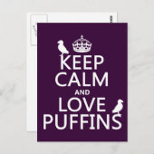 Calm 保 and Love Puffins （任意の背景色） ポストカード (正面/裏面)