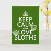 Calm 保 and Love Sloths （任意の背景色） カード (黄色い花)