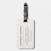 Calm 保 And Travel Far Handwriting Script Navy ラゲッジタグ (裏面縦)