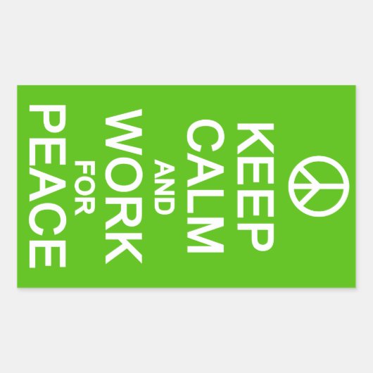 Calm 保 And Work For Peaceスタンプ 長方形シール (正面)