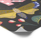 Calm 保 Be Kindフォークアートフラワーズ ポスター (角)