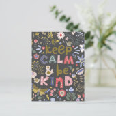 Calm 保 Be Kindフォークアートフラワーズ ポストカード (スタンド正面)