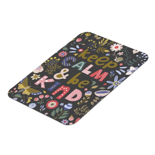 Calm 保 Be Kindフォークアートフラワーズ マグネット (左側)