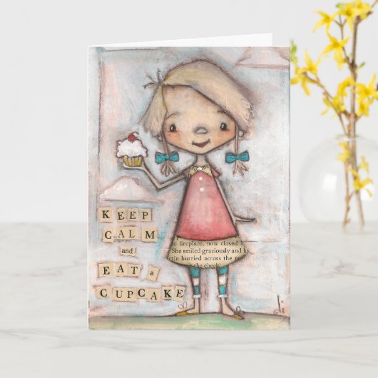 Calm 保 Cupcake -誕生日カード カード (黄色い花)