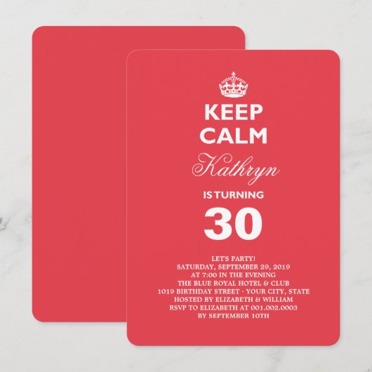 Calm 保 Milestone Birstday Party招待状 招待状 (正面/裏面)