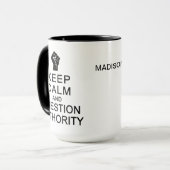 Calm 保 & Question Authority名前をカスタムするマグカップ マグカップ (正面左)