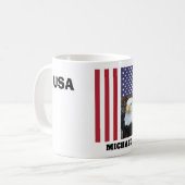 Calm 保 with USA Flag & Bald Eagle写真 コーヒーマグカップ (正面左)