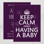 Calm 保 xがベビー（任意の色）を持つ 招待状 (正面/裏面)