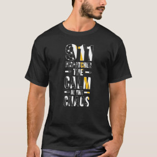 Calm 911 Emergency Dispatcher薄い黄色い線 Tシャツ