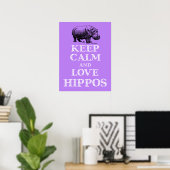 Calm and 保 Love Hippos Hippotamusポスターデザイン ポスター (ホームオフィス)