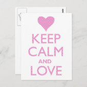 Calm and 保 Love Pink水玉模様はがき ポストカード (正面/裏面)