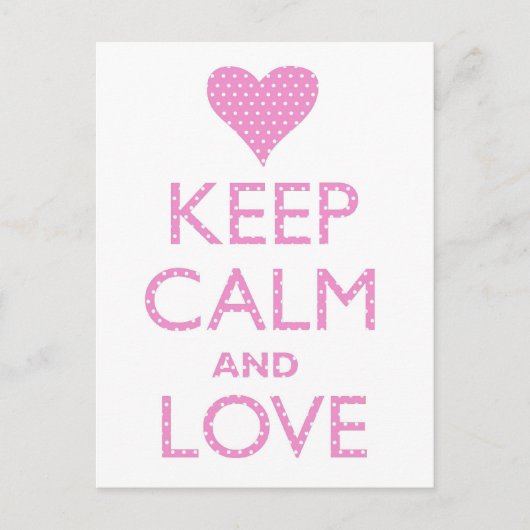 Calm and 保 Love Pink水玉模様はがき ポストカード (正面)
