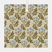  Calm and Natural: Blue Flower Seamless Pattern ガラスオーナメント (裏面)