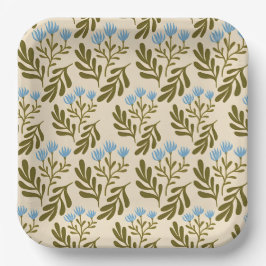  Calm and Natural: Blue Flower Seamless Pattern ペーパープレート