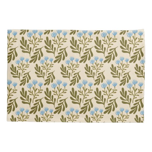  Calm and Natural: Blue Flower Seamless Pattern 枕カバー (裏面-左)