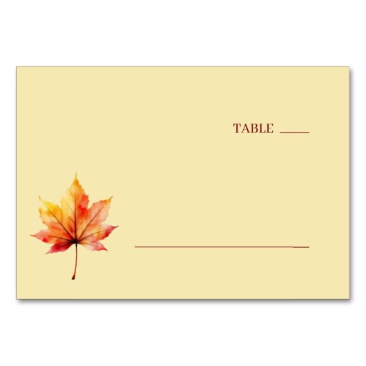 Calm Autumn Watercolor Maple Leaf テーブルナンバー (正面)