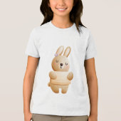 Calm Baby Bunny Illustration with Flower トライブレンドＴシャツ (正面)