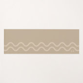 Calm Beige Modern Minimal Wavy Lines With Initials ヨガマット (正面(横))