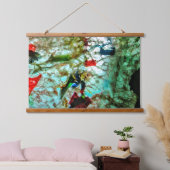 Calm blue抽象芸術木材トップウォールタペストリー、Calm 吊り下げ型タペストリー (寝室)