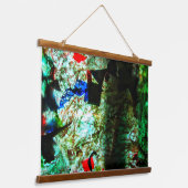 Calm blue abstract Wood Topped Wall Tapestry,Calm  吊り下げ型タペストリー (傾斜あり)