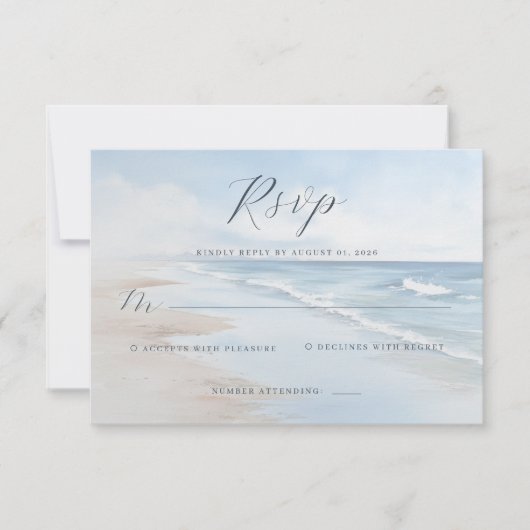 Calm Blue Beach Waves 出欠カード (正面)