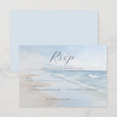 Calm Blue Beach Waves 出欠カード (正面/裏面)