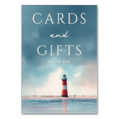 Calm Blue Coastal Lighthouse Scene テーブルナンバー (裏面)