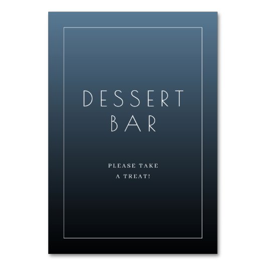 Calm Blue Minimalist Dessert Bar Sign テーブルナンバー (正面)