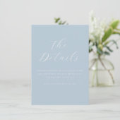 Calm Blue Minimalist Wedding Details Card エンクロージャーカード (スタンド正面)