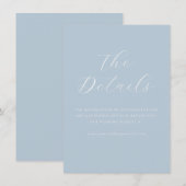 Calm Blue Minimalist Wedding Details Card エンクロージャーカード (正面/裏面)