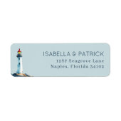 Calm Blue Watercolor Lighthouse ラベル (正面)