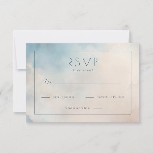 Calm Blue Watercolor RSVP (正面)
