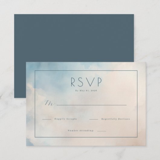 Calm Blue Watercolor RSVP (正面/裏面)