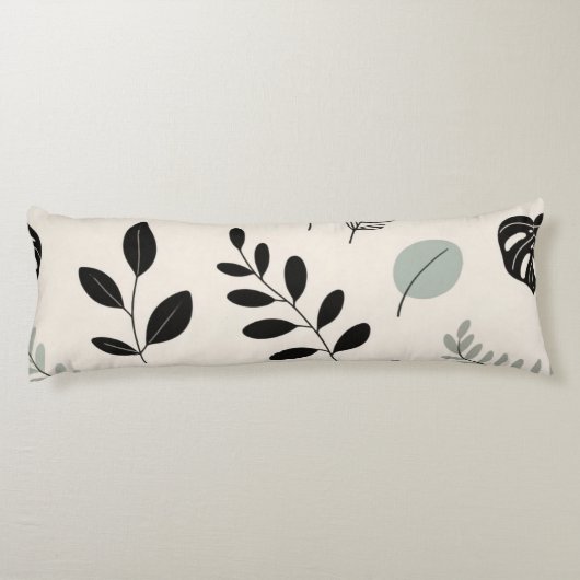 Calm Botanica – Line Art Leaf Throw Pillow ボディピロー (裏面)
