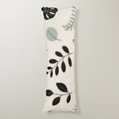 Calm Botanica – Line Art Leaf Throw Pillow ボディピロー (正面縦)