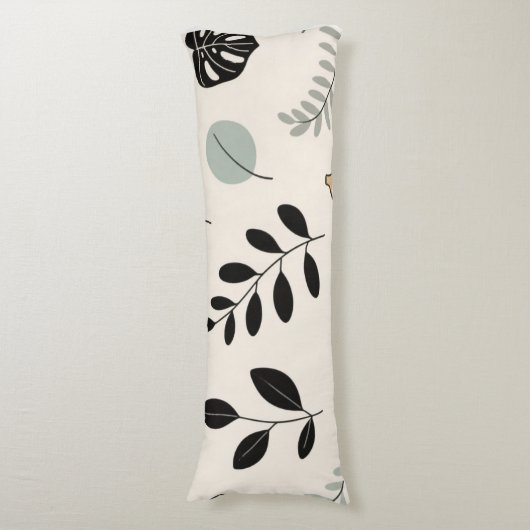 Calm Botanica – Line Art Leaf Throw Pillow ボディピロー (正面縦)
