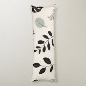 Calm Botanica – Line Art Leaf Throw Pillow ボディピロー (裏面 (縦))