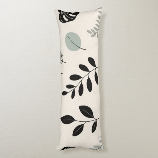 Calm Botanica – Line Art Leaf Throw Pillow ボディピロー (裏面 (縦))