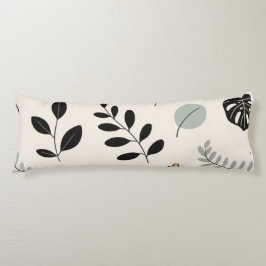 Calm Botanica – Line Art Leaf Throw Pillow ボディピロー