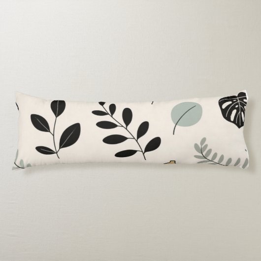 Calm Botanica – Line Art Leaf Throw Pillow ボディピロー (正面)