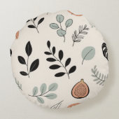 Calm Botanica – Line Art Leaf Throw Pillow ラウンドクッション (裏面)