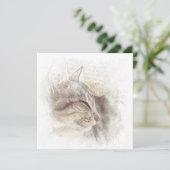 Calm Catデジタル鉛筆スケッチ サンキューカード (スタンド正面)