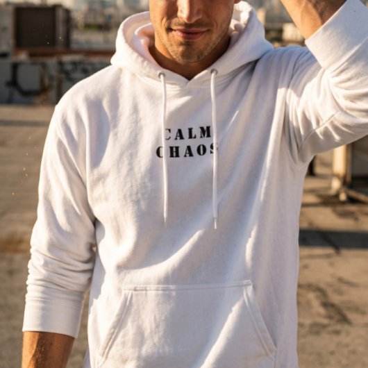 Calm Chaos - Minimalist Paradox Hoodie ホワイト パーカ