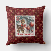 Calm Christmas scene baby fawn Christmas pillow  クッション (裏面)